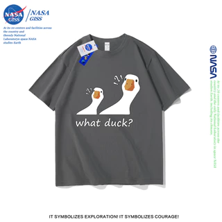 NASA เสื้อยืดชายหญิงแขนสั้น สไตล์ลำลอง summer what duck พิมพ์ลาย คอตตอน คอกลม หลวมและระบายอากาศ