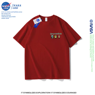 NASA เสื้อยืดชายหญิงแขนสั้น สไตล์ลำลอง summer มนุษย์หมาป่าอวกาศ พิมพ์ลาย คอตตอน คอกลม หลวมและระบายอากาศ