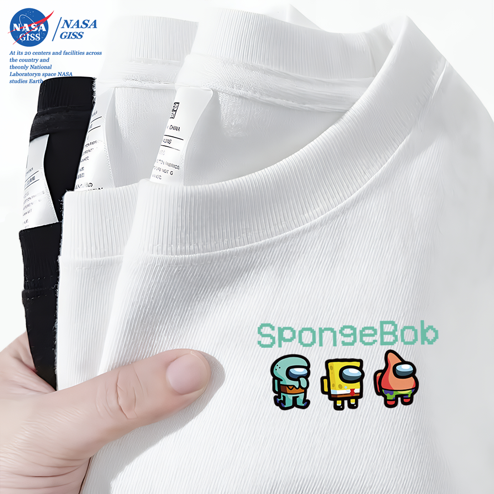 NASA เสื้อยืดชายหญิงแขนสั้น สไตล์ลำลอง summer มนุษย์หมาป่าอวกาศ พิมพ์ลาย คอตตอน คอกลม หลวมและระบายอากาศ – โปรปัง