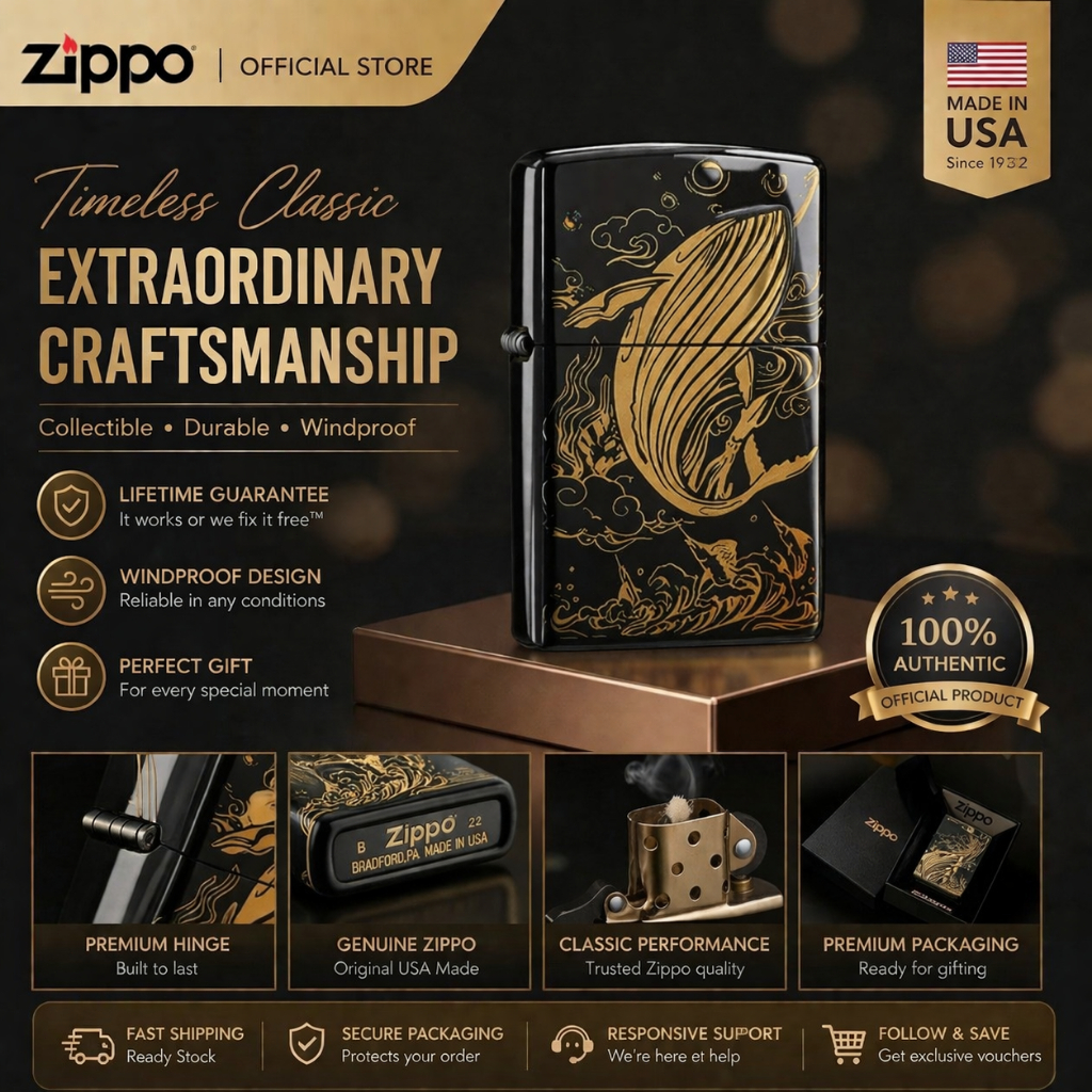 Zippo ของแท้Mystic Mountain Sea – Leaping Sea Kun Gift