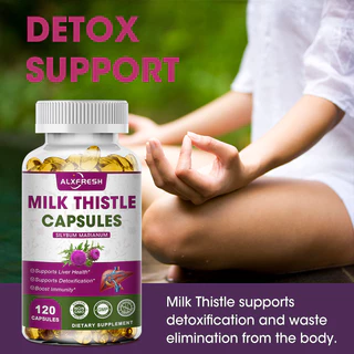 Organic Milk Thistle Extract 1000mg แคปซูล Dandelion สําหรับสารต้านอนุมูลอิสระ Detox Liver อาหารเสริมสุขภาพ