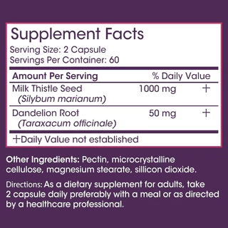 Organic Milk Thistle Extract 1000mg แคปซูล Dandelion สําหรับสารต้านอนุมูลอิสระ Detox Liver อาหารเสริมสุขภาพ