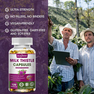 Organic Milk Thistle Extract 1000mg แคปซูล Dandelion สําหรับสารต้านอนุมูลอิสระ Detox Liver อาหารเสริมสุขภาพ