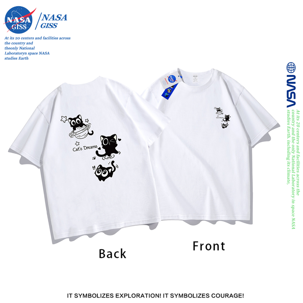 NASA เสื้อยืดชายหญิงแขนสั้น สไตล์ลำลอง summer Luo Xiaohei พิมพ์ลาย คอตตอน คอกลม หลวมและระบายอากาศ