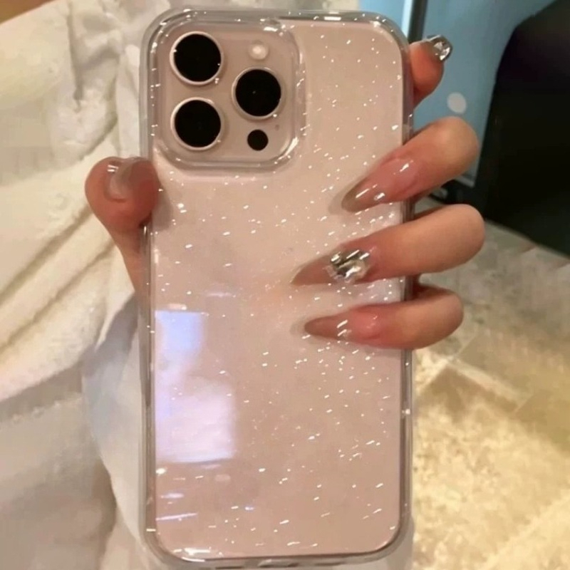 Hard Case (พร้อมส่ง) เคสโทรศัพท์มือถือแบบนิ่ม ใส แต่งกลิตเตอร์ สองชั้น สําหรับ iPhone 17 Pro Air 16 