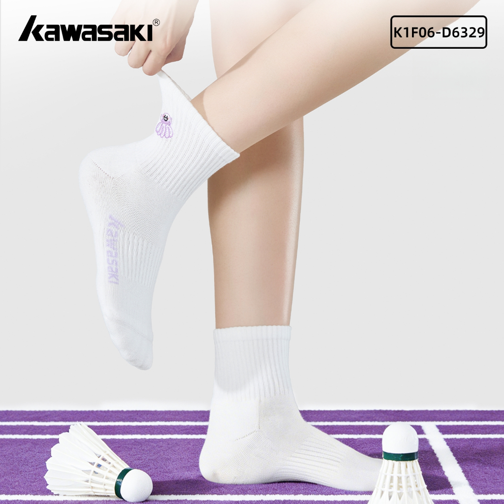 Kawasaki ถุงเท้าแบดมินตัน ถุงเท้าสปอร์ตผู้ชายผู้หญิง มืออาชีพ ฝึกหายใจดี ซับเหงื่อ ต้านกลิ่น K1F06-D
