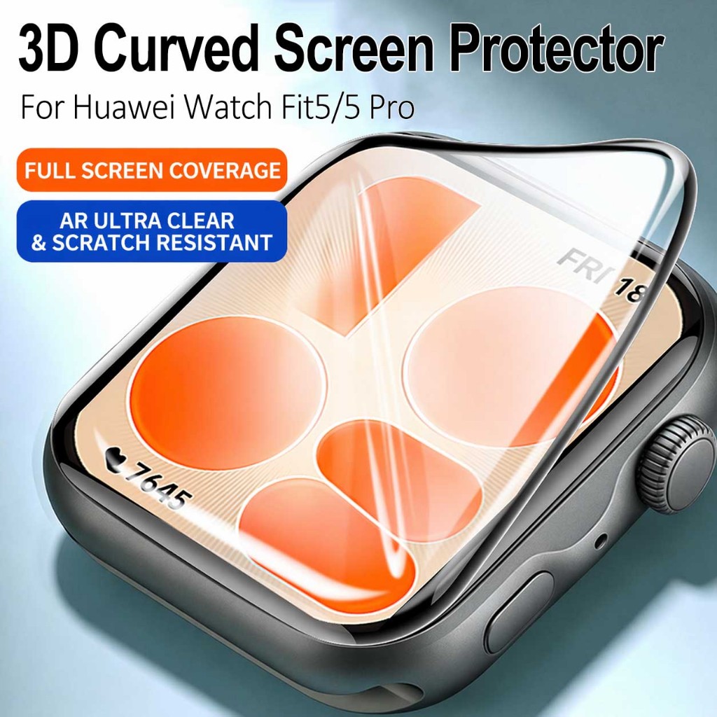ฝาครอบ 3D หน้าจอโค้ง Protector สําหรับ Huawei Watch Fit 5 Pro Protector น้ํามัน Dirt-proof หน้าจอป้องกันฟิล์มสําหรับ Huawei Watch Fit5 Fit4 Pro Fit3 อุปกรณ์เสริม