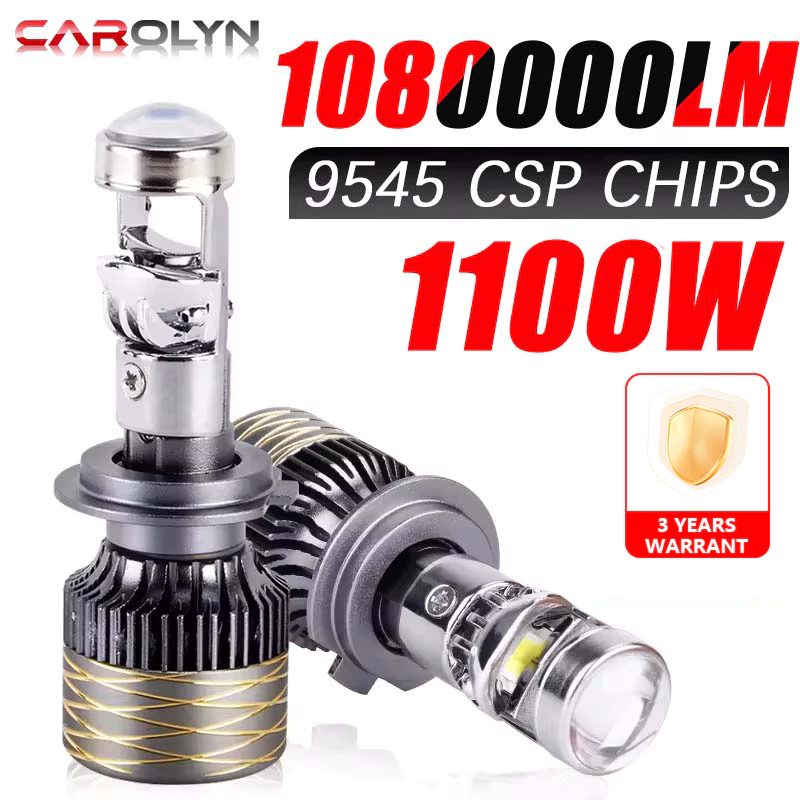 1100w 1080000Lm H7 H4 Canbus ไฟหน้ารถ Mini เลนส์ H11 H8 9005 9006 HB3 HB4 LED โปรเจคเตอร์หลอดไฟ 6000K Auto รถจักรยานยนต์ Mini เลนส์