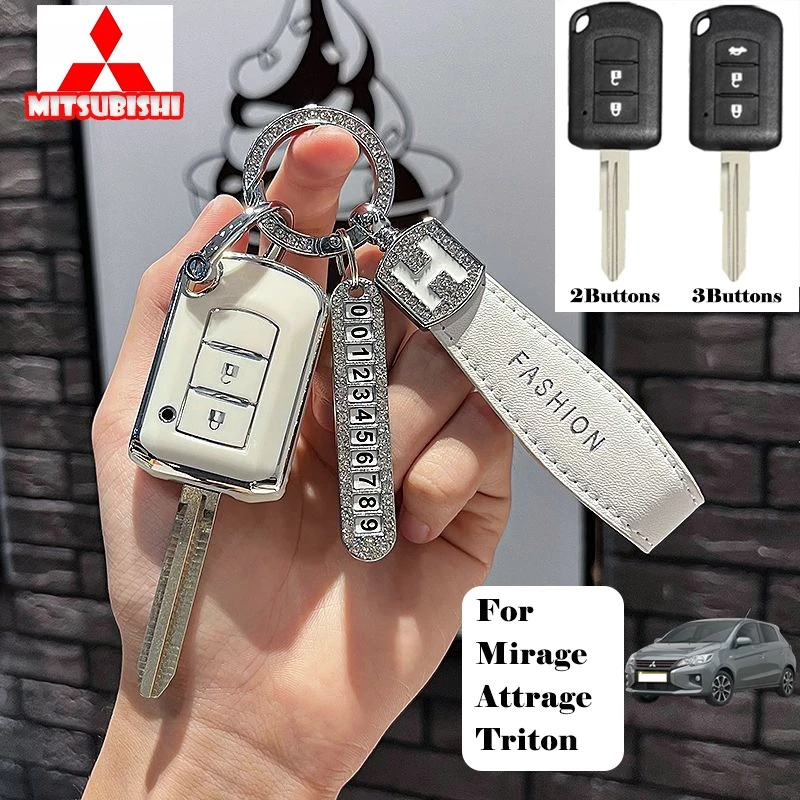 เคสกุญแจ Tpu รถ Mitsubishi 2/3 ปุ่มสําหรับ Mitsubishi Mirage/Attrage/Triton พวงกุญแจโบว์