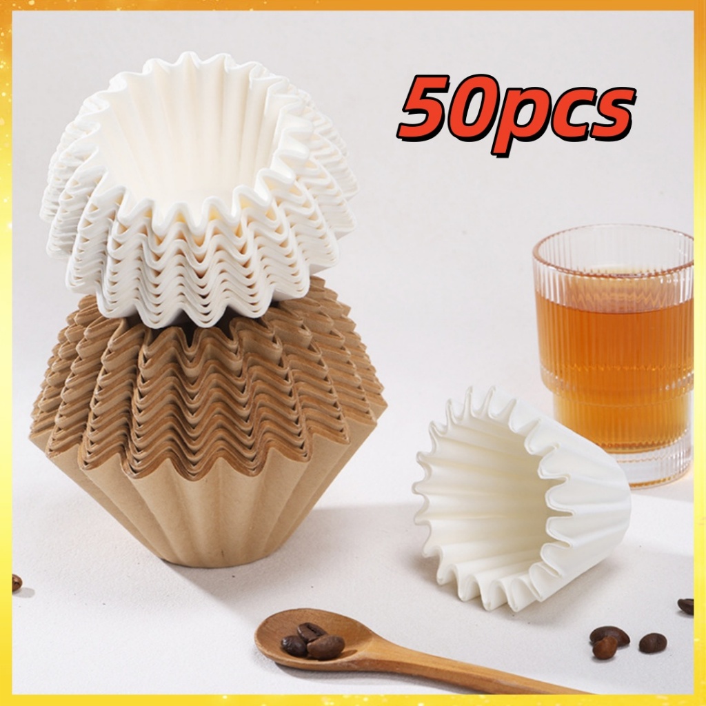 155/185 มม.กระดาษกรองกาแฟแบบเจาะมือ V60 Conical Drip Type ถุงกรองช่องทางรูปพัดลม 100 แผ่น