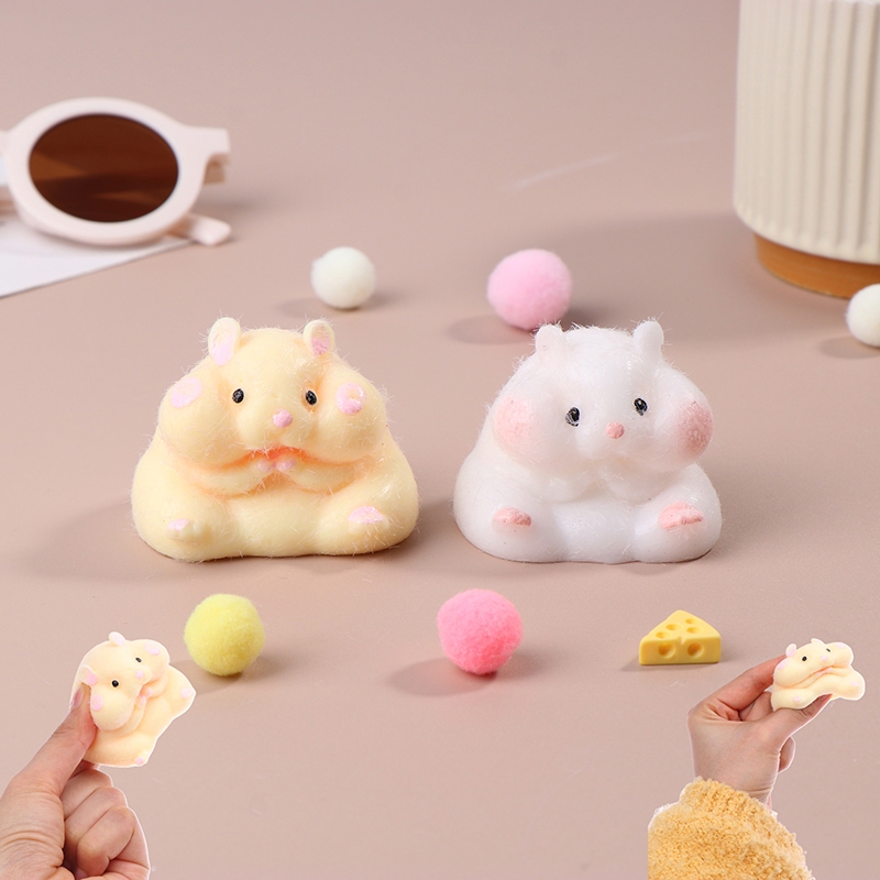 JKTH Super Soft น่ารัก Q-Bullet จําลองหนูแฮมสเตอร์ Fidget ของเล่น Mini Squishy Kawaii คลายเครียด ของเล่น TPR Dpression JKK