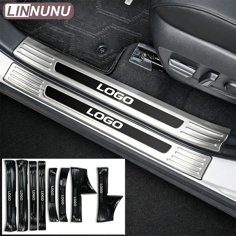 LINNUNU 8 ชิ้นสแตนเลสประตู Sill Protector สําหรับ Toyota RAV4 XA60 2026 2027 รถเกณฑ์ Guard Scuff แผ่