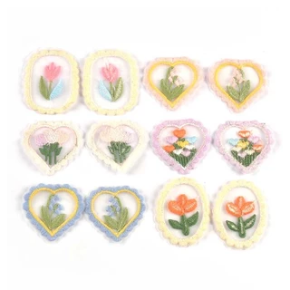 10pcs 4.9x4 ซม.ขอบลูกไม้กรอบดอกไม้ผสมรูปแบบปัก Patch เสื้อผ้า Appliques เย็บอุปกรณ์เสริม DIY Handmade หัตถกรรม CP4035