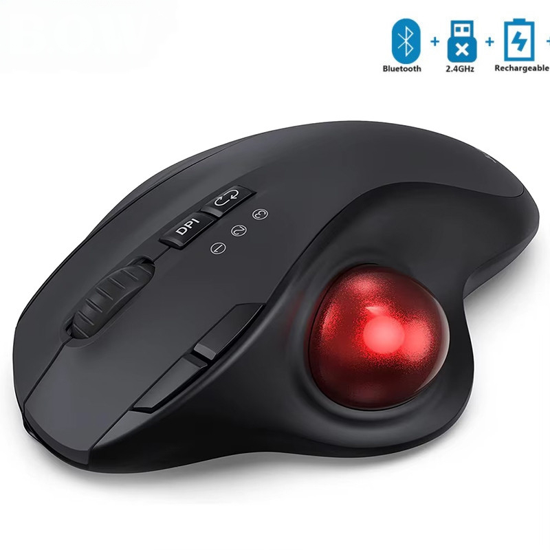 เมาส์แทร็กบอลบลูทูธไร้สาย 2.4G 1600 DPI เมาส์แบบชาร์จ USB เมาส์ตามหลักสรีรศาสตร์สําหรับแล็ปท็อปคอมพิวเตอร์ Ipad