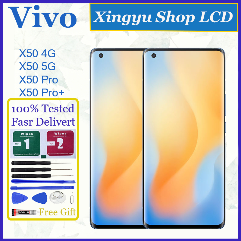 Original AMOLED สําหรับ Vivo X50 4G 5G X50 Pro 5G X50 Pro + 5G จอแสดงผล LCD หน้าจอสัมผัสเปลี่ยน