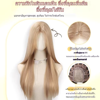 65ซม วิกก์สีบลอนด์ยาวตรงไม่มี Bangs สังเคราะห์วิกก์ธรรมชาติ Cosplay วิกก์สำหรับผู้หญิงฮัลโลวีนปาร์ตี้สวมใส่ วิกผมสไตล์เกาหลี ผมยาวตรงธรรมชาติสำหรับคอสเพลย์