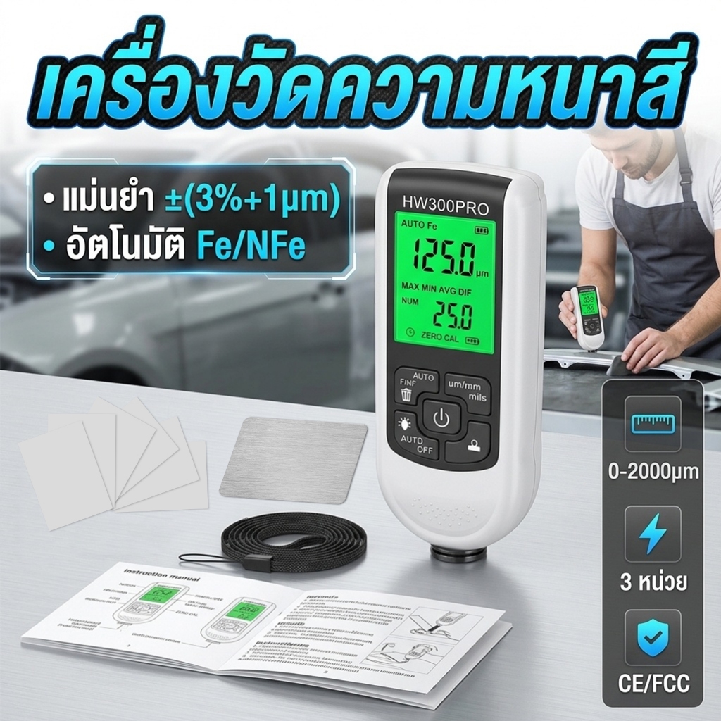 เครื่องวัดความหนาของสี Fe/NFe มืออาชีพ เครื่องวัดความหนาอิเล็กทรอนิกส์หน