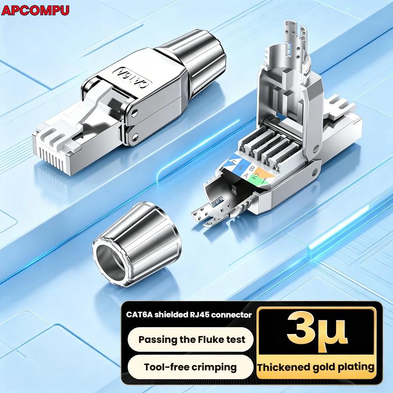 CAT6A FTP เครื่องมือ-Less RJ45 Connector, สังกะสีอัลลอยด์ Heavy Duty Shielded Ethernet Plug, ปลั๊กโมดูลาร์ไม่มี
