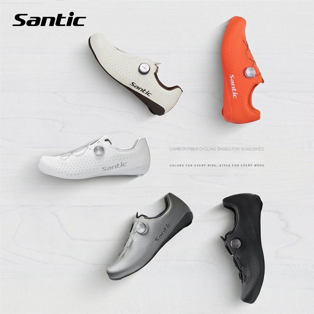 รองเท้าปั่นจักรยานคาร์บอนไฟเบอร์ Santic ทนทาน สวมใส่ได้ทั้งผู้ชายและผู้หญิง เหมาะสำหรับการแข่งขันและใช้งานทุกวัน