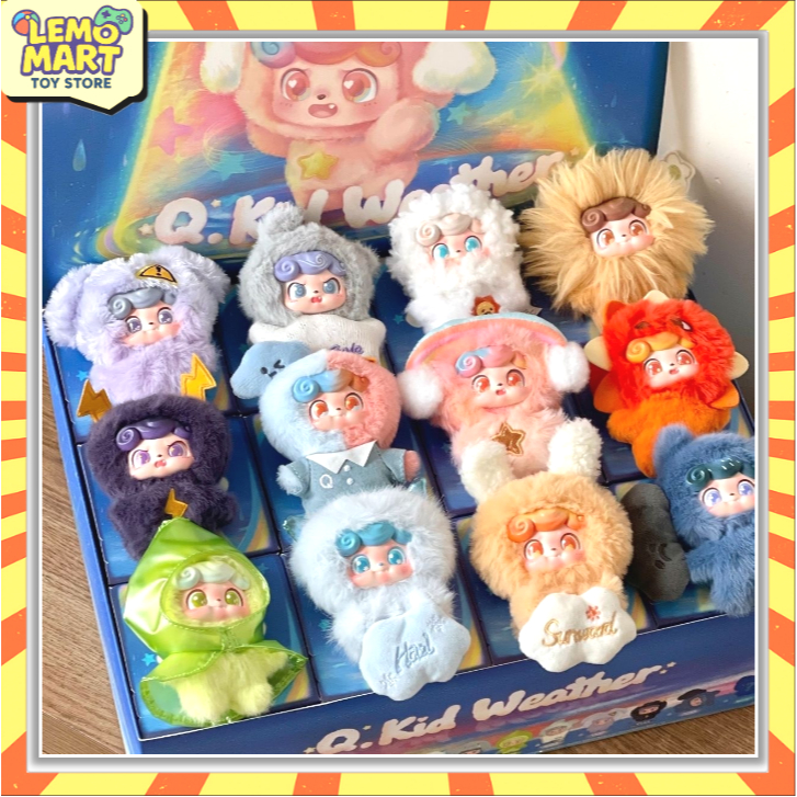 ของแท้ Q-kids Weather Series Mini Plush กล่องตาบอดพวงกุญแจรูปอินเทรนด์สะสม Jotoys