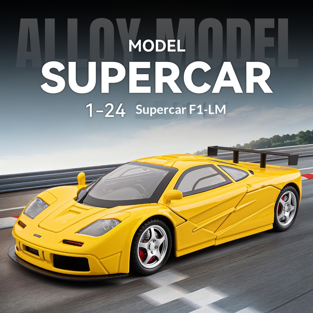 DL 1: 24 McLaren F1-LM โลหะของเล่นรถรุ่นรถ Diecast สําหรับเด็กเด็กจําลองเสียง Light Effect ของขวัญงานอดิเรกคอลเลกชัน