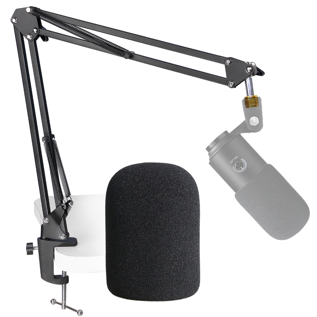 K669B Mic Boom Arm พร้อมกระจกโฟม, Suspension Boom กรรไกรแขนขาตั้ง Pop Filter Cover ใช้งานร่วมกับ Fif