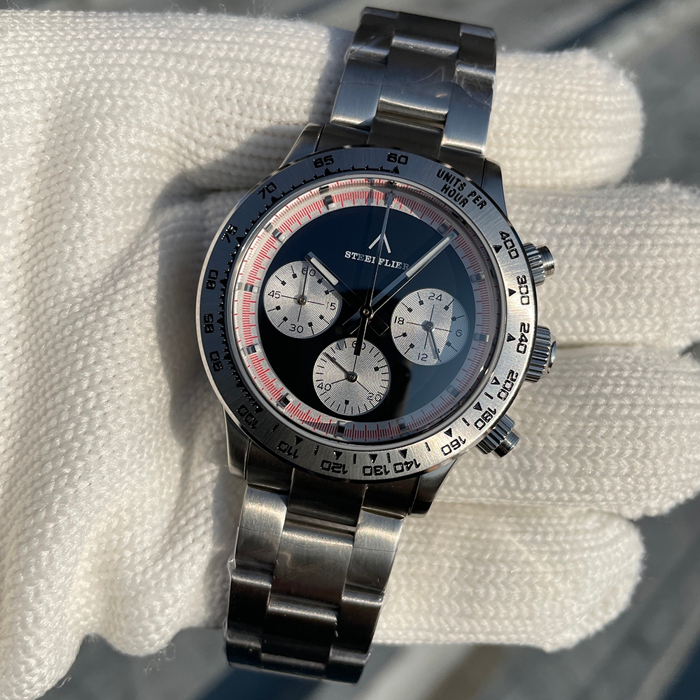 STEELFLIER SF733 Chronograph Mens Quartz Watch 200M กันน้ํา VK63 การเคลื่อนไหว