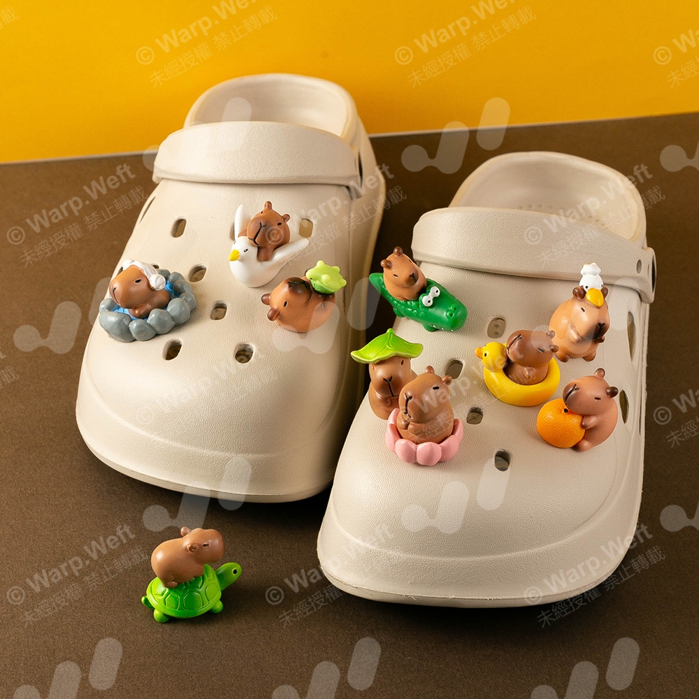เครื่องรางรองเท้า Capybara สไตล์น่ารักสำหรับรองเท้าแตะและซีโลก ใช้งานได้ทั้งชายและหญิง