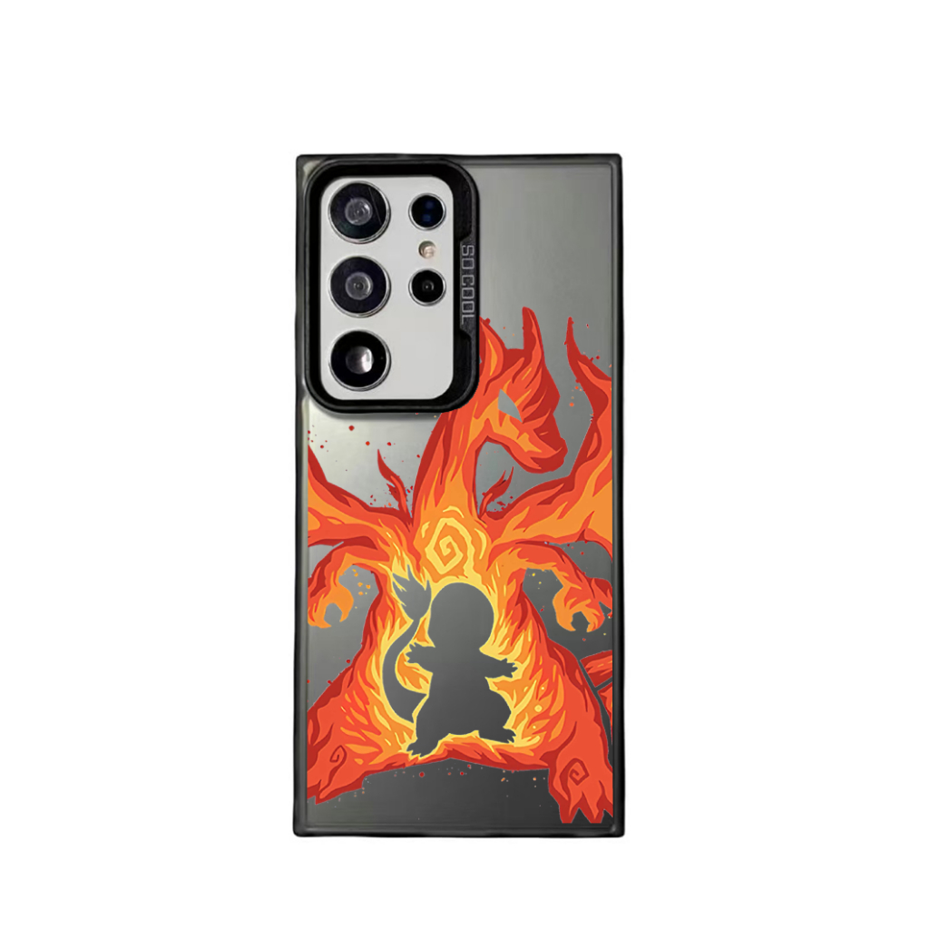 Fire Pokemon Charizard สําหรับ Samsung S26Ultra โทรศัพท์ S25Ultra S24 + กันกระแทกสีดําเงินเคสโทรศัพท