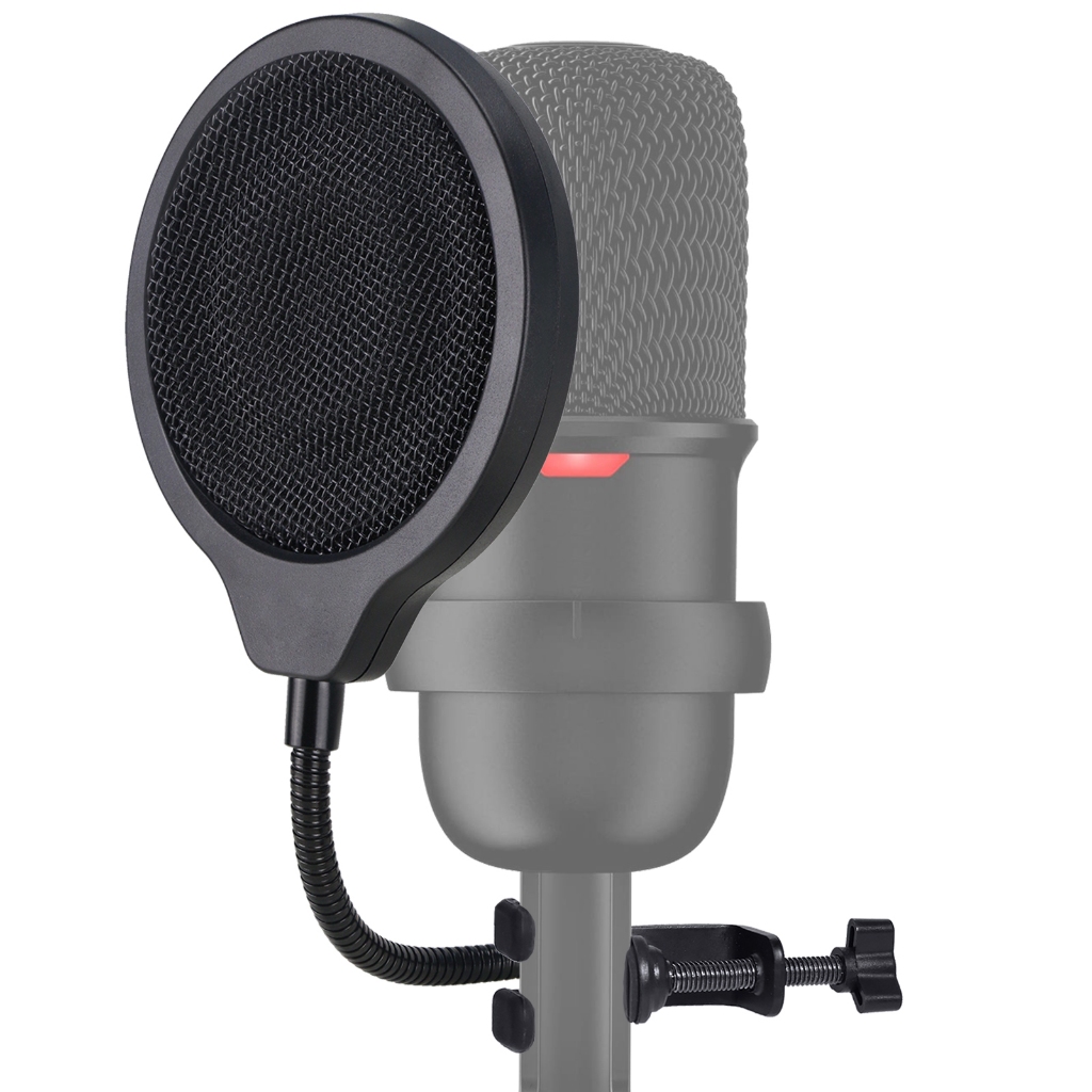 SoloCast ไมโครโฟน Pop Filter Mask Shield สําหรับ HyperX SoloCast Mic, กระจก 4 นิ้ว 3 ชั้นพร้อมแบบยืด
