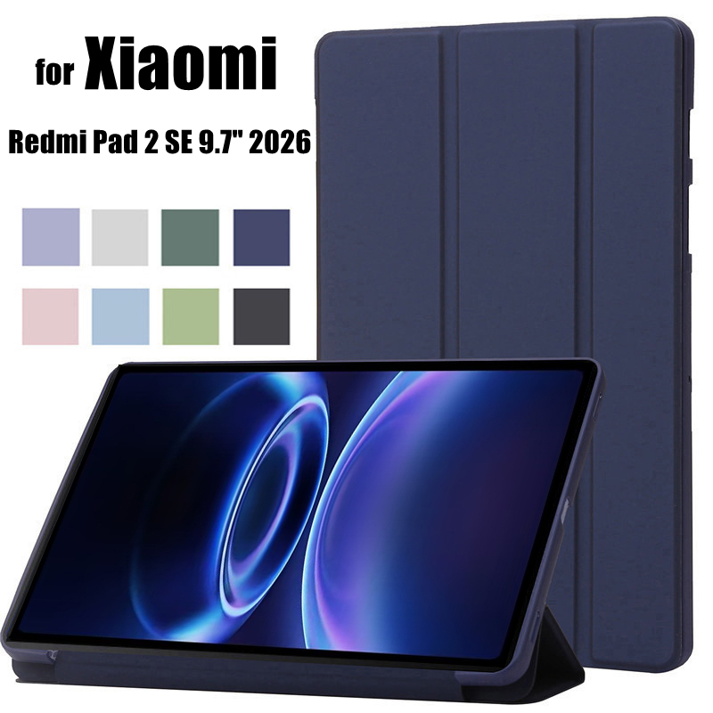 สําหรับ Xiaomi Redmi Pad 2 SE 9.7 นิ้ว 2026 ฝาครอบแท็บเล็ต PU หนัง Slim Silicon สมาร์ทขาตั้งแม่เหล็กกรณีพลิก