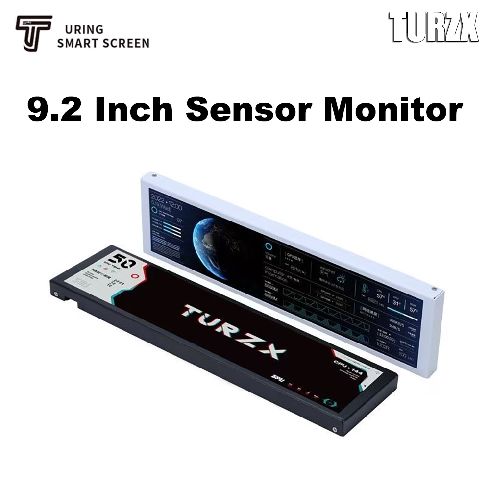 TURZX หน้าจอรอง 9.2 นิ้วไม่มี AIDA64 ต้องการ USB-C สําหรับ PC GPU CPU RAM TEMP Sensor Monitor