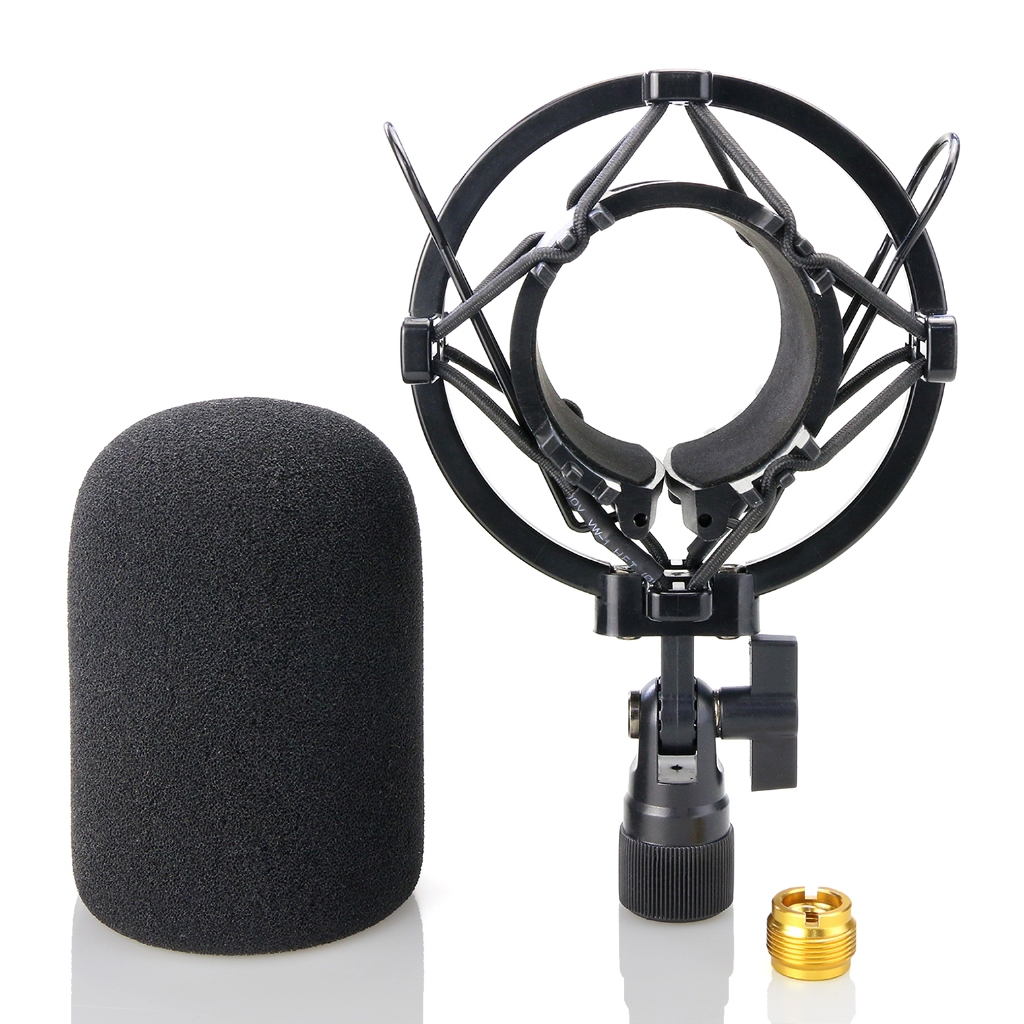AT2020 Shock Mount พร้อมกระจก, Shock Mount ขาตั้งโฟม Pop Filter สําหรับ Audio Technica AT2020 AT2035