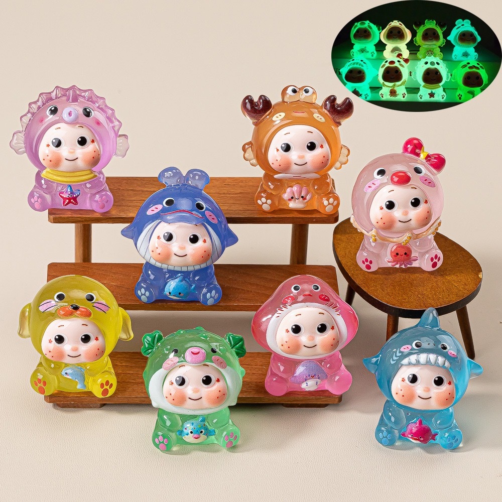 8PCS Sea Animal Star Baby Crab Whale 3D Figures สําหรับของขวัญ DIY (15-3)
