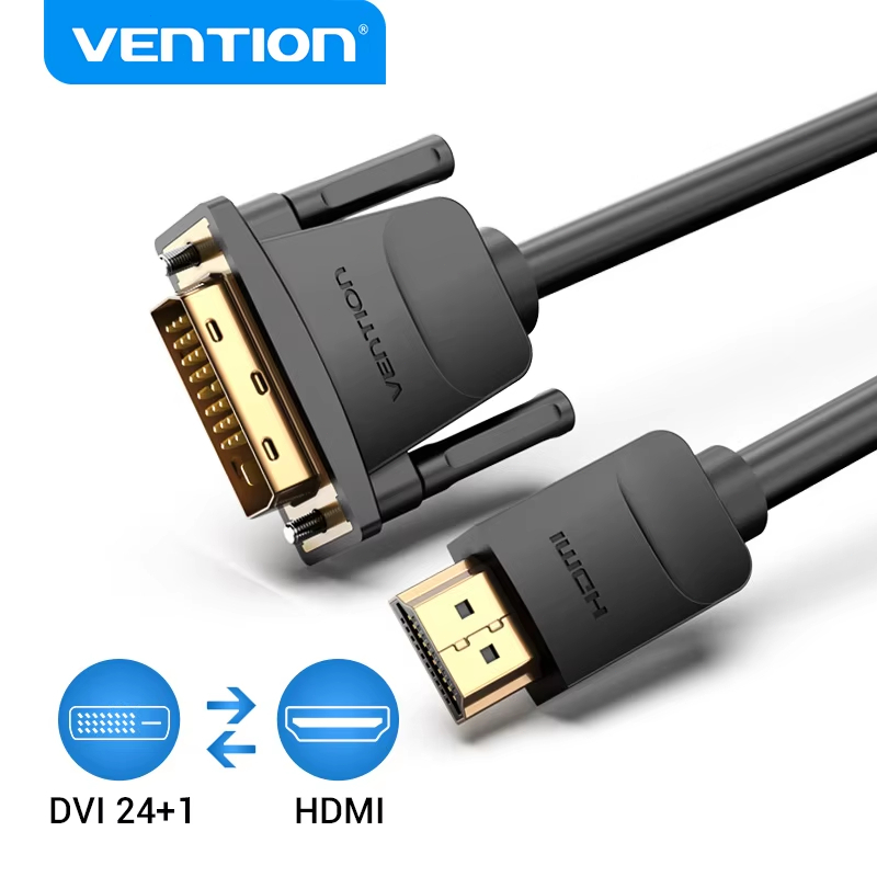 Vention สาย HDMI to DVI Bi-Directional HDMI ชาย 24+1 DVI-D ชายอะแดปเตอร์ 1080P Converter สําหรับ Xbo