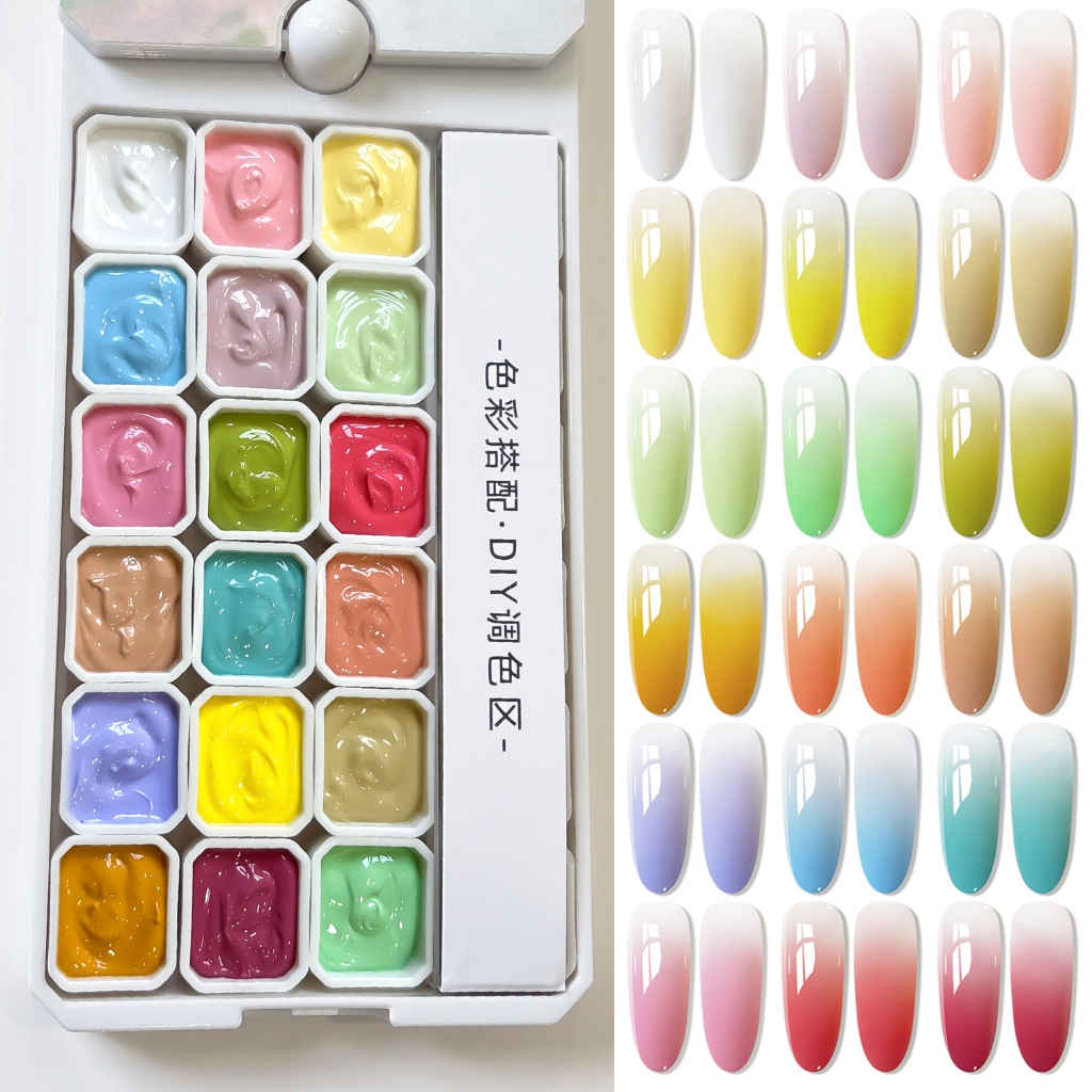 XEIJAYI-ชุดยาทาเล็บเจลสีเหลืองครีมไล่โทนสีสไตล์ใหม่ 18 สีเหมาะสําหรับทําเล็บ DIY