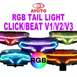 AYOTO CLICK V1/V2/V3 RGB tail light assembly bluetooth APP control LED VARIO 125 150 NEW stop brake rear lamp sequential flowing chasing signal multi mode plug and play waterproof