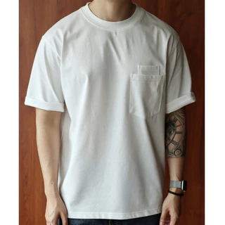 เสื้อยืดทรงหลวมสำหรับผู้ชาย สีพื้นแขนสั้น ใส่สบายเป็นบे�สมิกส์สำหรับทุกวัน