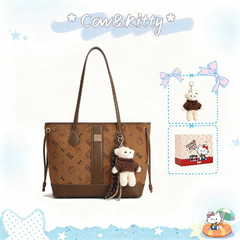 Cow&Kitty กระเป๋าสะพายไหล่ สะพายข้างผู้หญิง หนัง PU ดีไซน์เกาหลี ใบใหญ่ จุของได้เยอะ สไตล์แฟชั่น