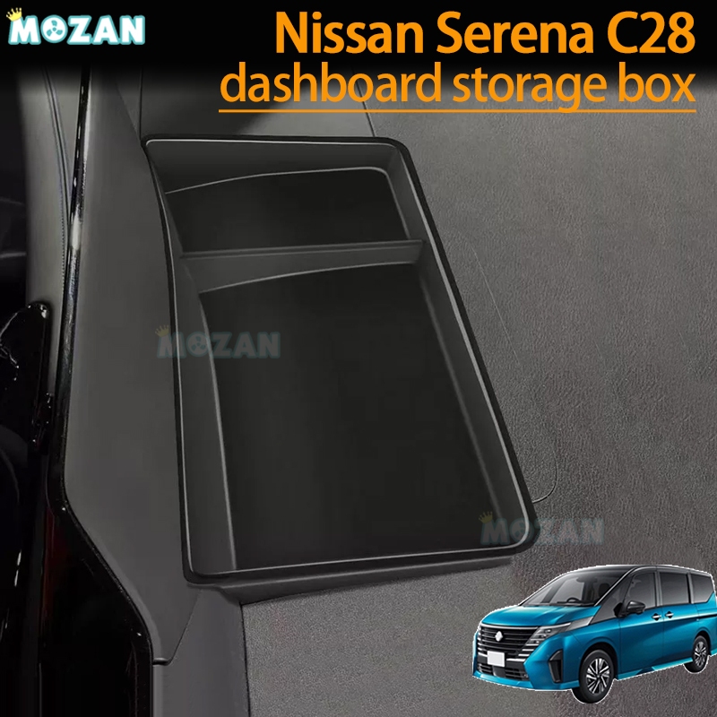 Nissan Serena C28 (2024-2028) กล่องเก็บของแดชบอร์ด ถาดรองรถยนต์ สีดํา
