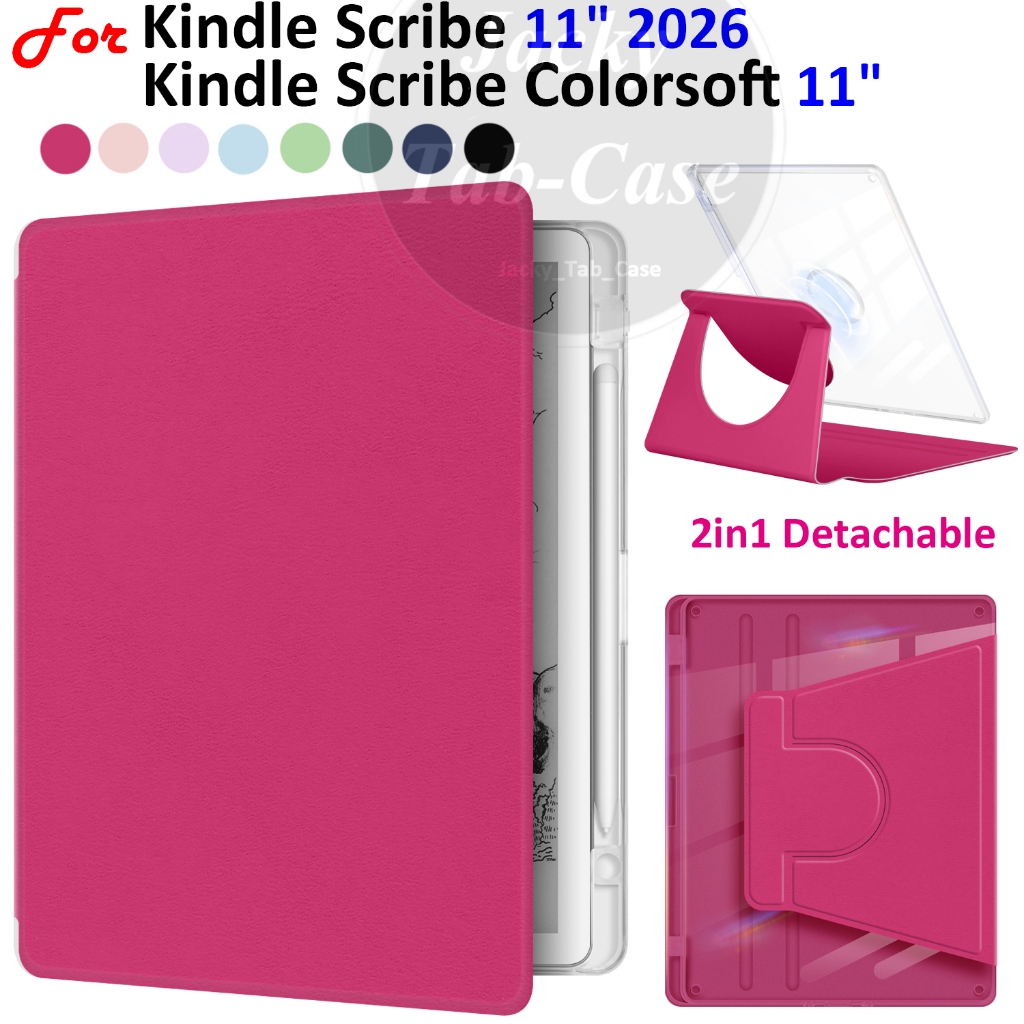 สําหรับ Kindle Scribe Colorsoft 11" Kindle Scibe 11 นิ้ว 2026 2025 อะคริลิคโปร่งใสกรณี 2in1 แม่เหล็กที่ถอดออกได้ เคสตั้งได้