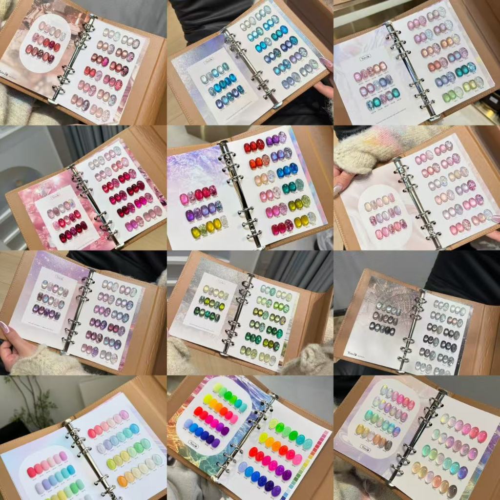 (TPO free + HEMA free + TMPTA free)  YUUJA 24 สี Magnatic Glitter Cateye gel  แต่ละชุดรวม 12สีเจลลูกแก้วแม่เหล็ก +12โทนสีกากเพชร ชาร์ตสีสำเร็จรูป  มี22 รุ่น