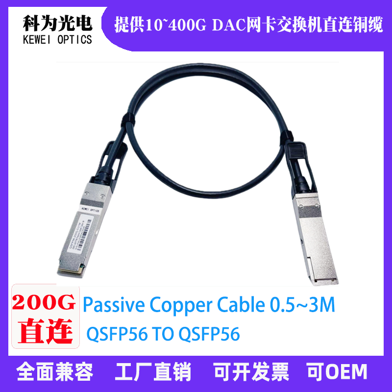 QSFP56 200G DAC Twinax สําหรับ Q56-200-CU1M Passive Direct ติดทองแดงสาย 0.5 m,1 m,2 m,3 mtres dgx สา
