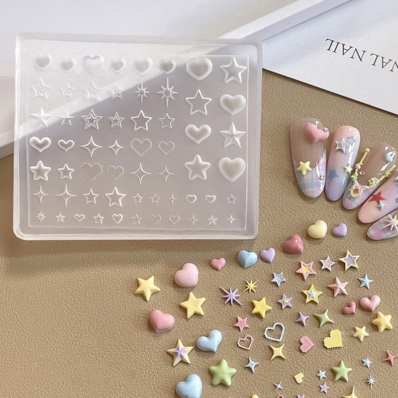 DSTH Star Star Heart Bow Tie Jellyfish Shell ดอกไม้เกล็ดหิมะ Bowknot Nail Art อุปกรณ์เสริมซิลิโคนแกะสลัก Mould แม่แบบ HOT