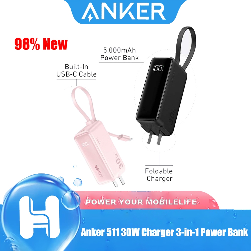 Anker 511 30W Charger 3-in-1 Power Bank และ Dual USB Wall Charger 5000mAh Batttery Fast Charging