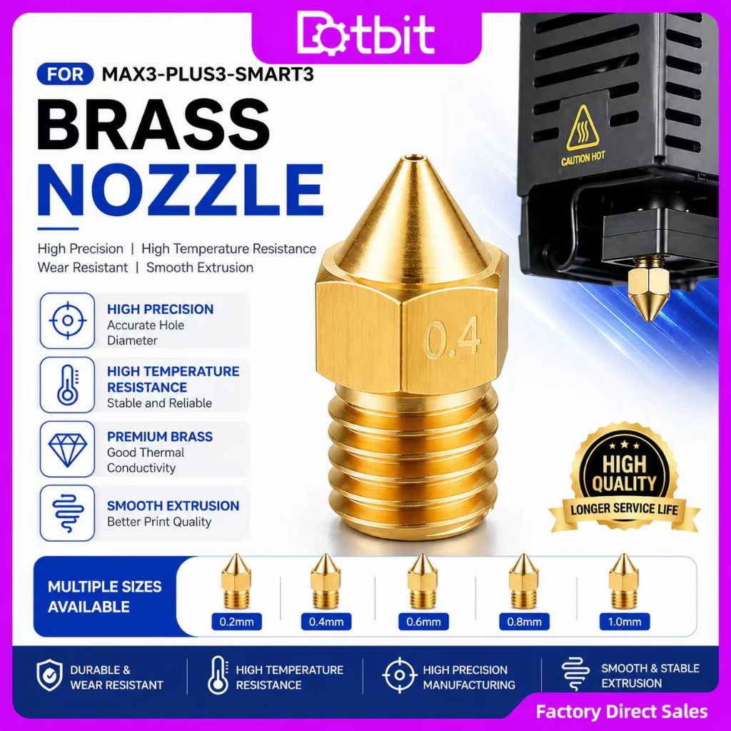 MK8 หัวฉีด Extruder ทองเหลือง 0.4/0.6/0.8 มม.สําหรับ QIDI Max3, Plus3, Q1 Pro – เครื่องพิมพ์ 3D Hote