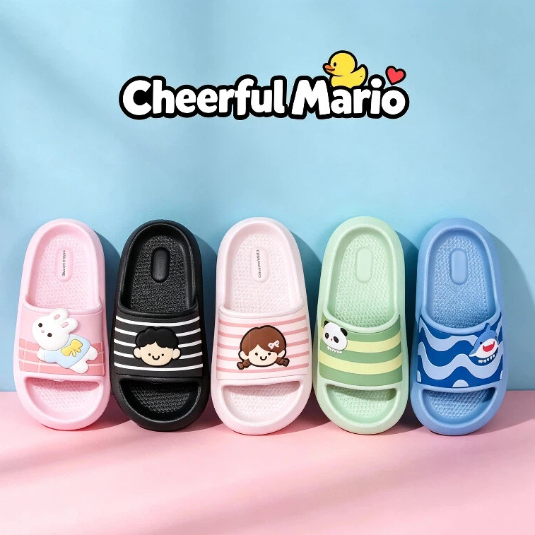 Cheerful Mario รองเท้าแตะการ์ตูนเด็ก 3-10 ปี นองเท้าเด็ก ฉลาม และกระต่าย เบา กันลื่น วัสดุEVA แตะหลากสีเด็กโต