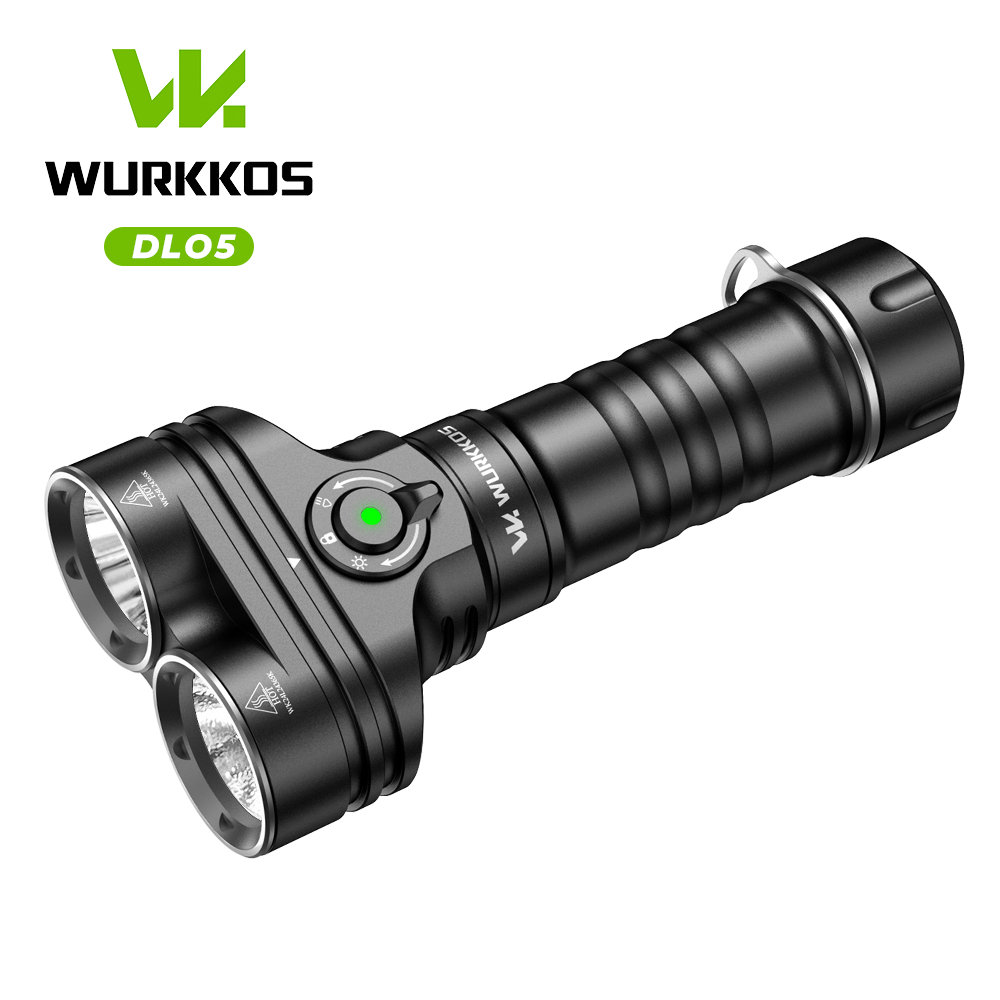 Wurkkos DL05 ไฟฉาย LED 6000lm พร้อมโหมดแสงส่องเฉพาะจุดและกระจายแสงกว้าง ทนทานน้ำ ทำงานได้นาน 14 ชม. โดยมีแบตเตอรี่ 7500mAh