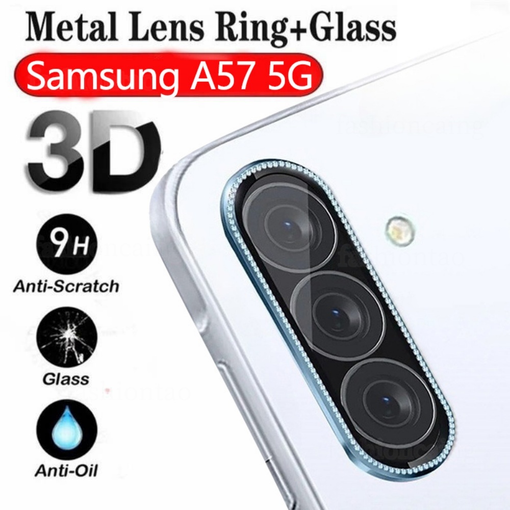 SAMSUNG สําหรับSamsungA57 5G Glitterเพชรโลหะแหวนกล้องเลนส์ป้องกันฟิล์มสําหรับSamsung Galaxy A57 A37 