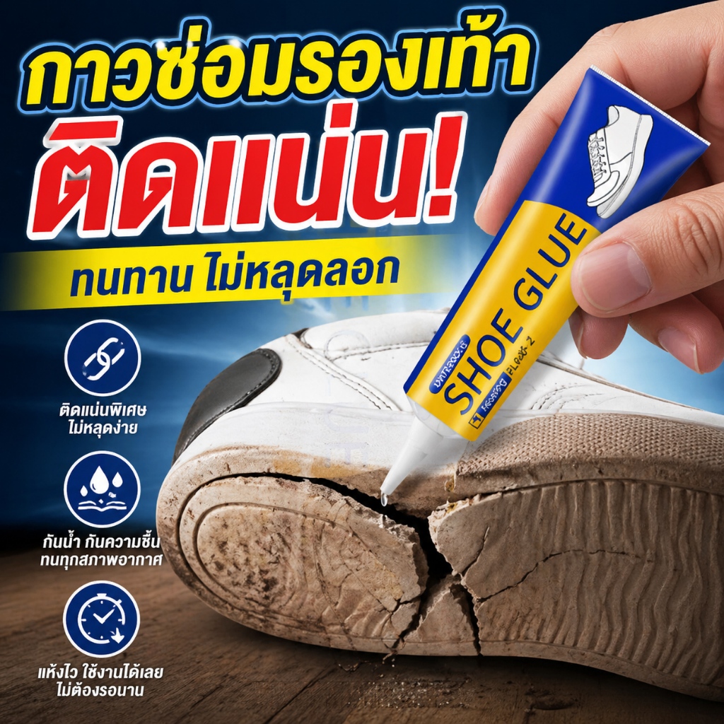 ปาดเดียว ติดแน่น! กาวรองเท้า กันน้ำ กาวติดรองเท้าอย่างดี นุ่ม ไม่แข็ง เหนียวแน่นติดทน หัวเข็มใช้ซ้ำได้ กาว